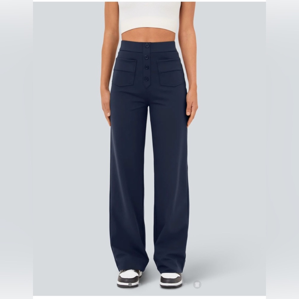 HALARA Navy Wide-Leg Pants